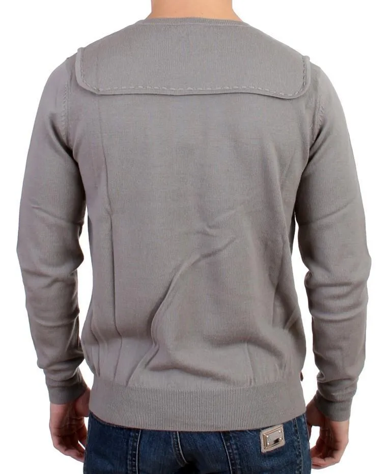 Gray knitted wool sweater