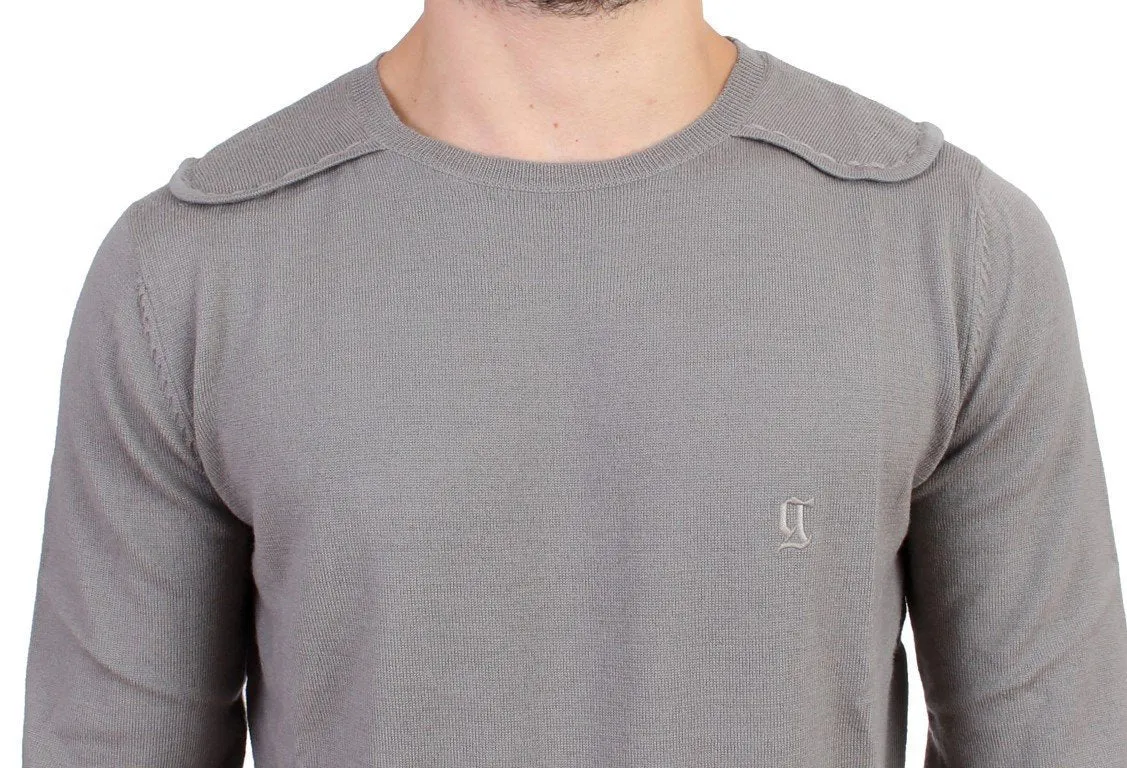 Gray knitted wool sweater
