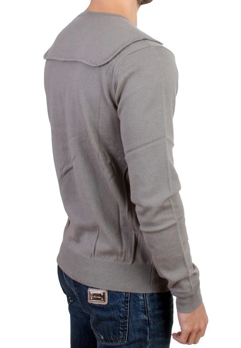Gray knitted wool sweater