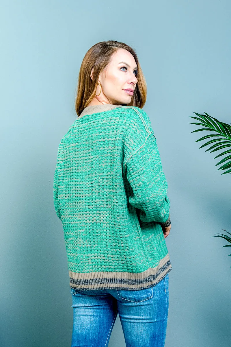 Green Button down cardigan