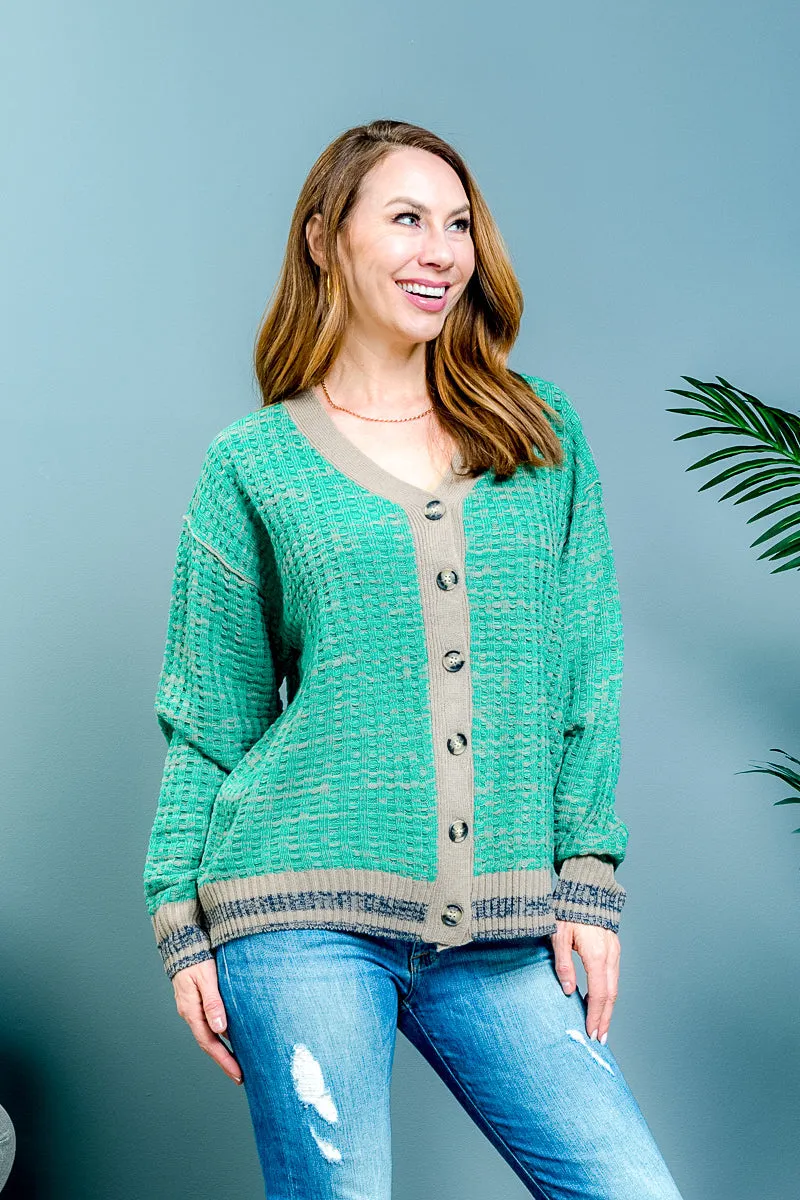 Green Button down cardigan
