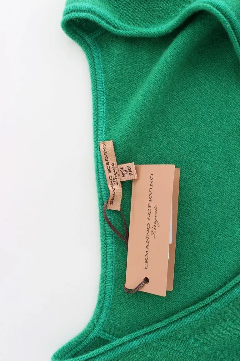 Green Cashmere Cardigan Sweater
