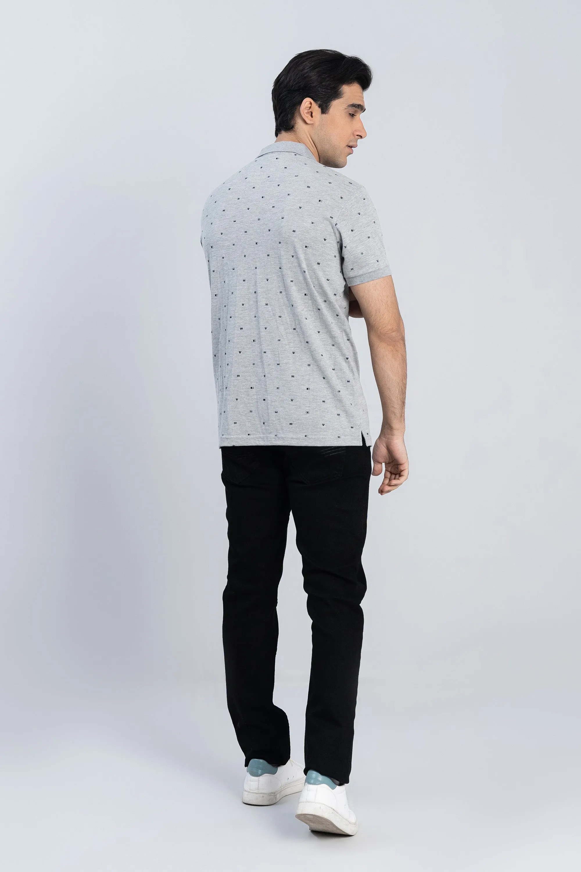 Grey Cotton Collared T-Shirt