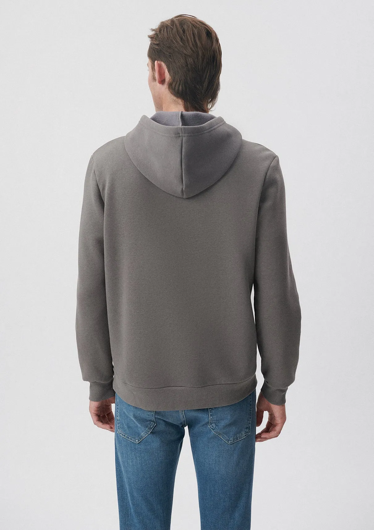 Grey Hooded Basic Sweatshirt