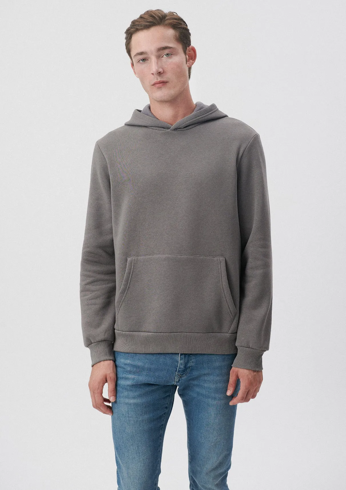 Grey Hooded Basic Sweatshirt