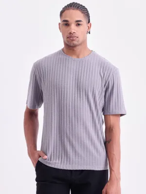 Grey Plain Cotton Round Neck T-Shirt