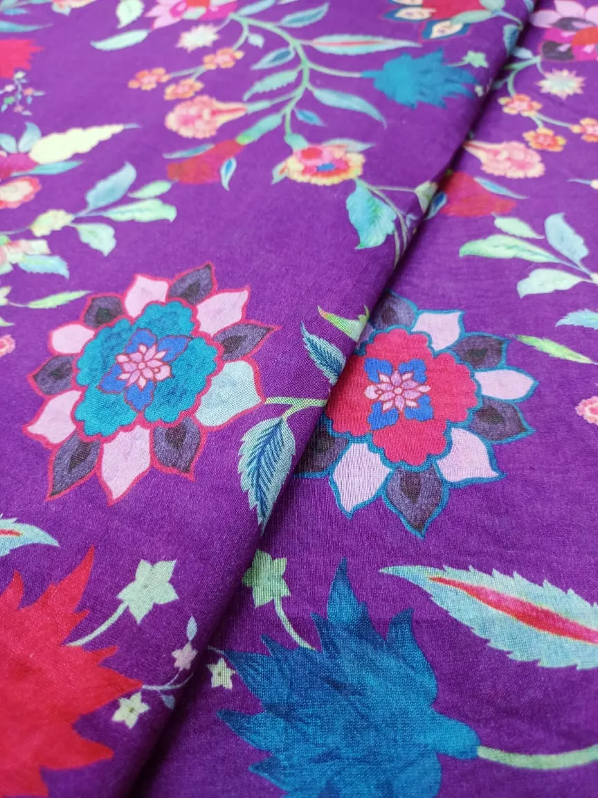 Handloom Pure Silk Soft Chanderi Digital Printed Fabric