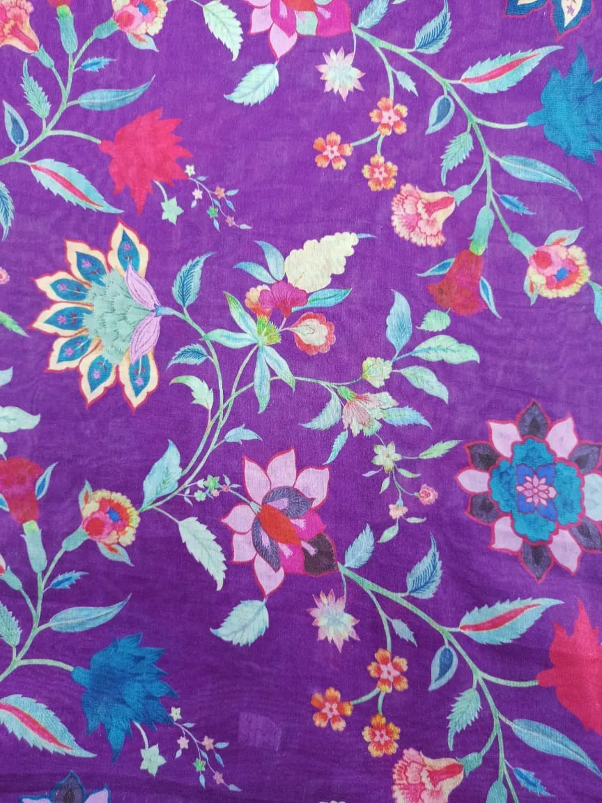 Handloom Pure Silk Soft Chanderi Digital Printed Fabric
