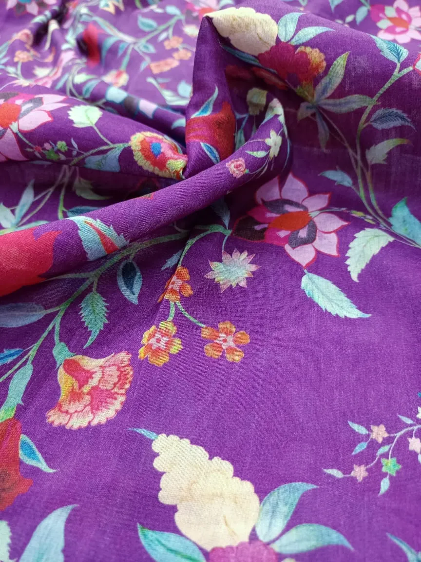 Handloom Pure Silk Soft Chanderi Digital Printed Fabric