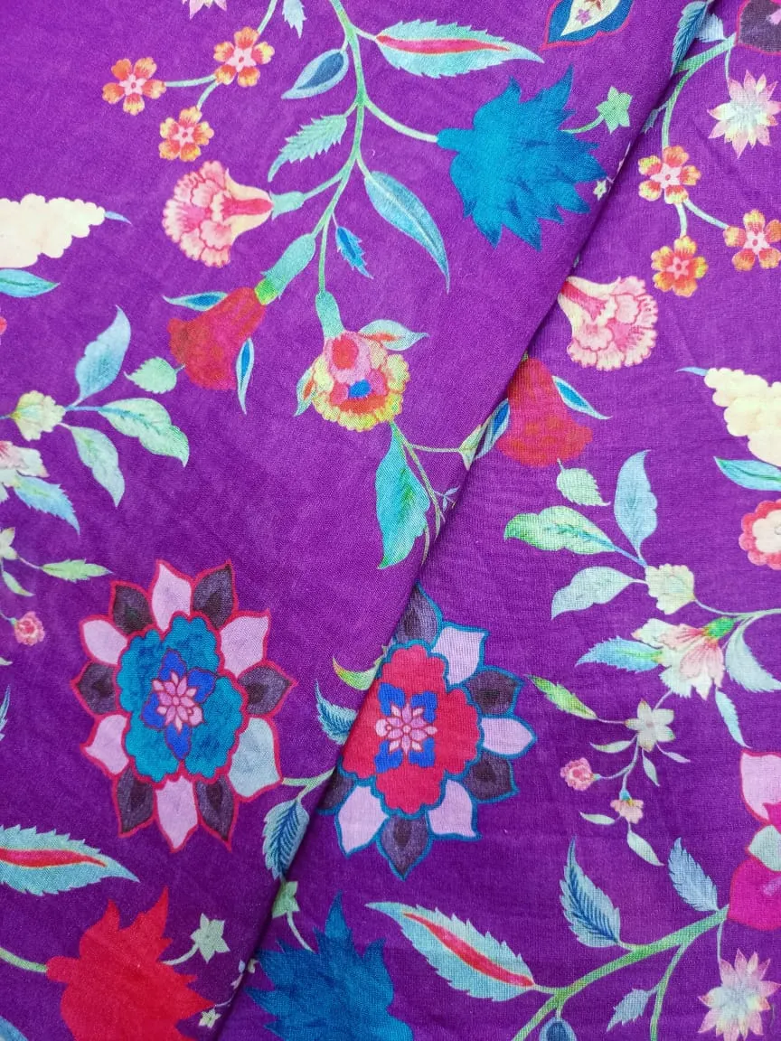 Handloom Pure Silk Soft Chanderi Digital Printed Fabric