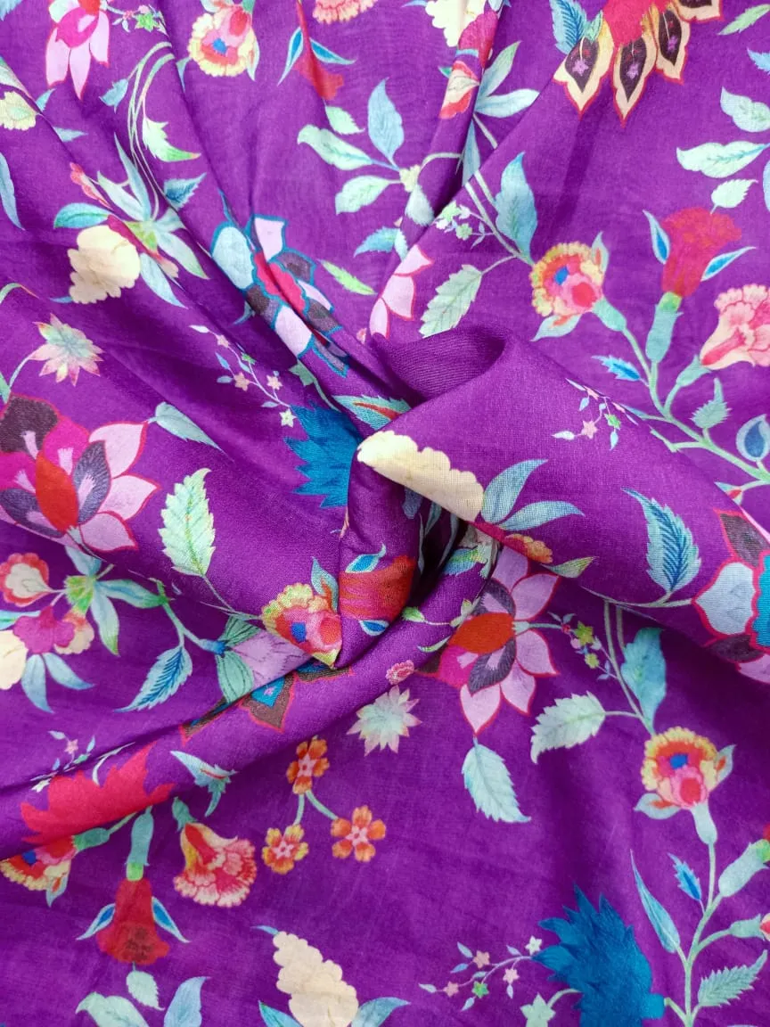 Handloom Pure Silk Soft Chanderi Digital Printed Fabric