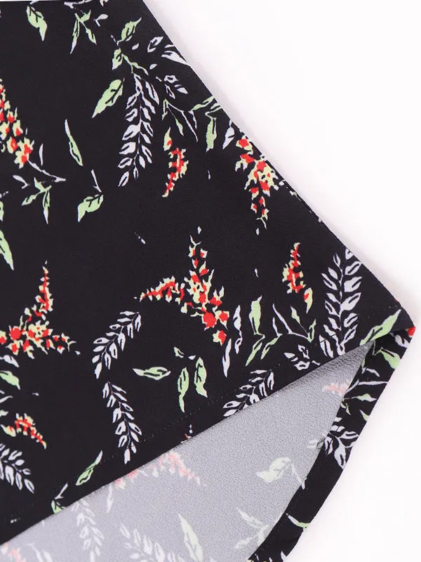 Hanging Neck Pleated Print Top T-shirt