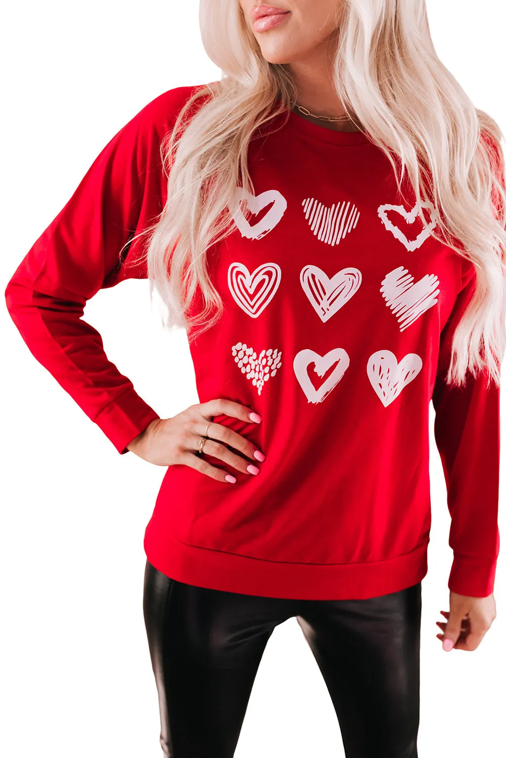 Hearts Crewneck Women Sweatshirt