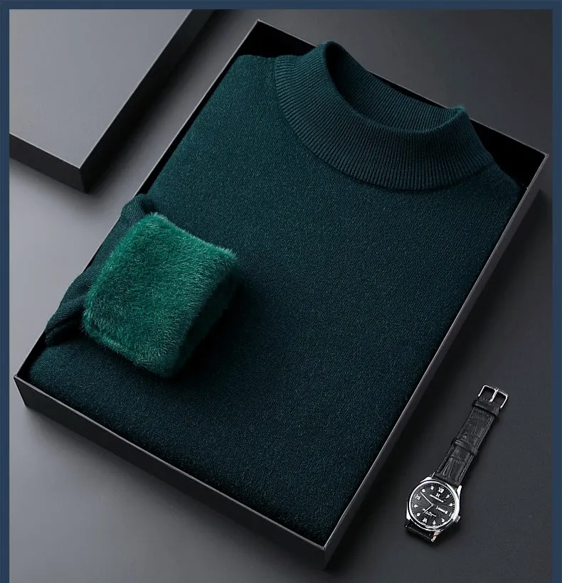 High quality solid color thick cashmere men's sweater