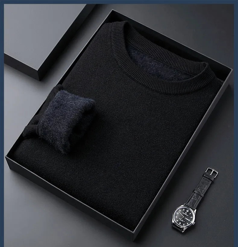 High quality solid color thick cashmere men's sweater