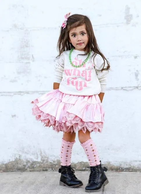 Holland Ave Clothing - Oh What Fun | Girls Christmas Sweatshirt: Red / 2T
