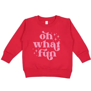 Holland Ave Clothing - Oh What Fun | Girls Christmas Sweatshirt: Red / 2T