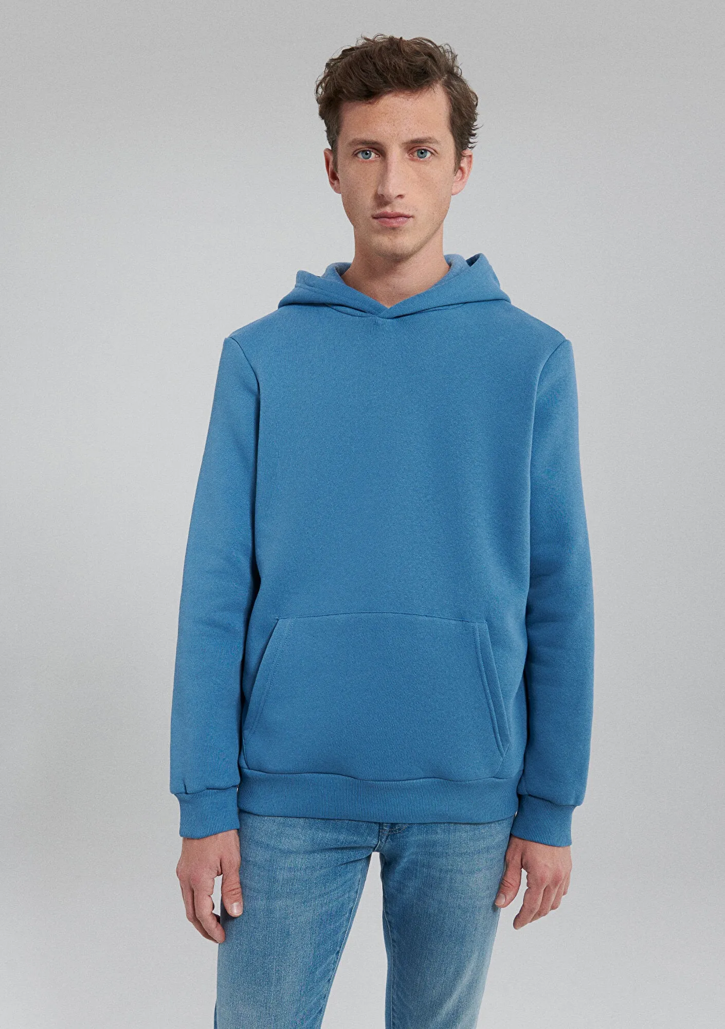Hooded Blue Basic Sweatshirt