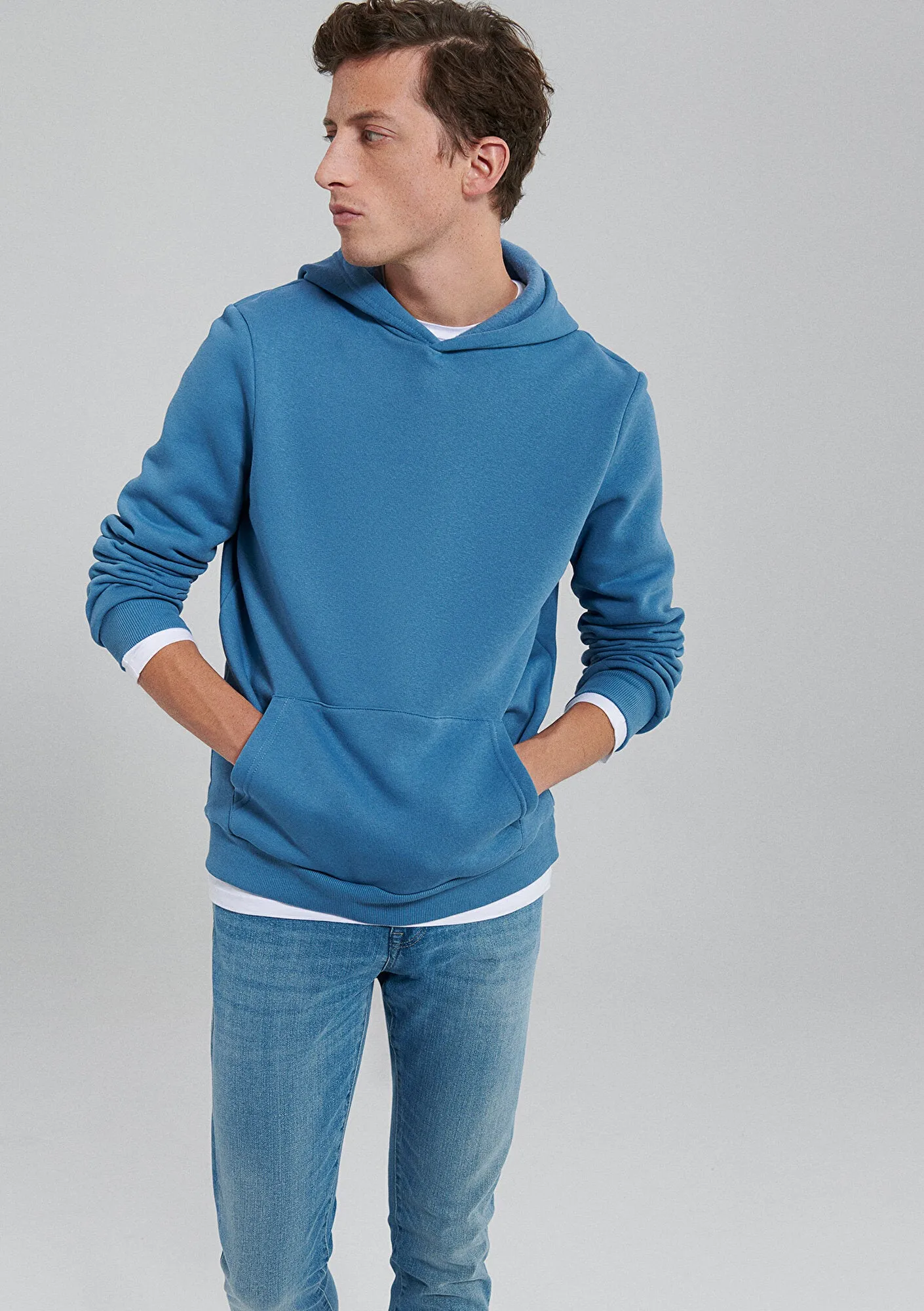 Hooded Blue Basic Sweatshirt