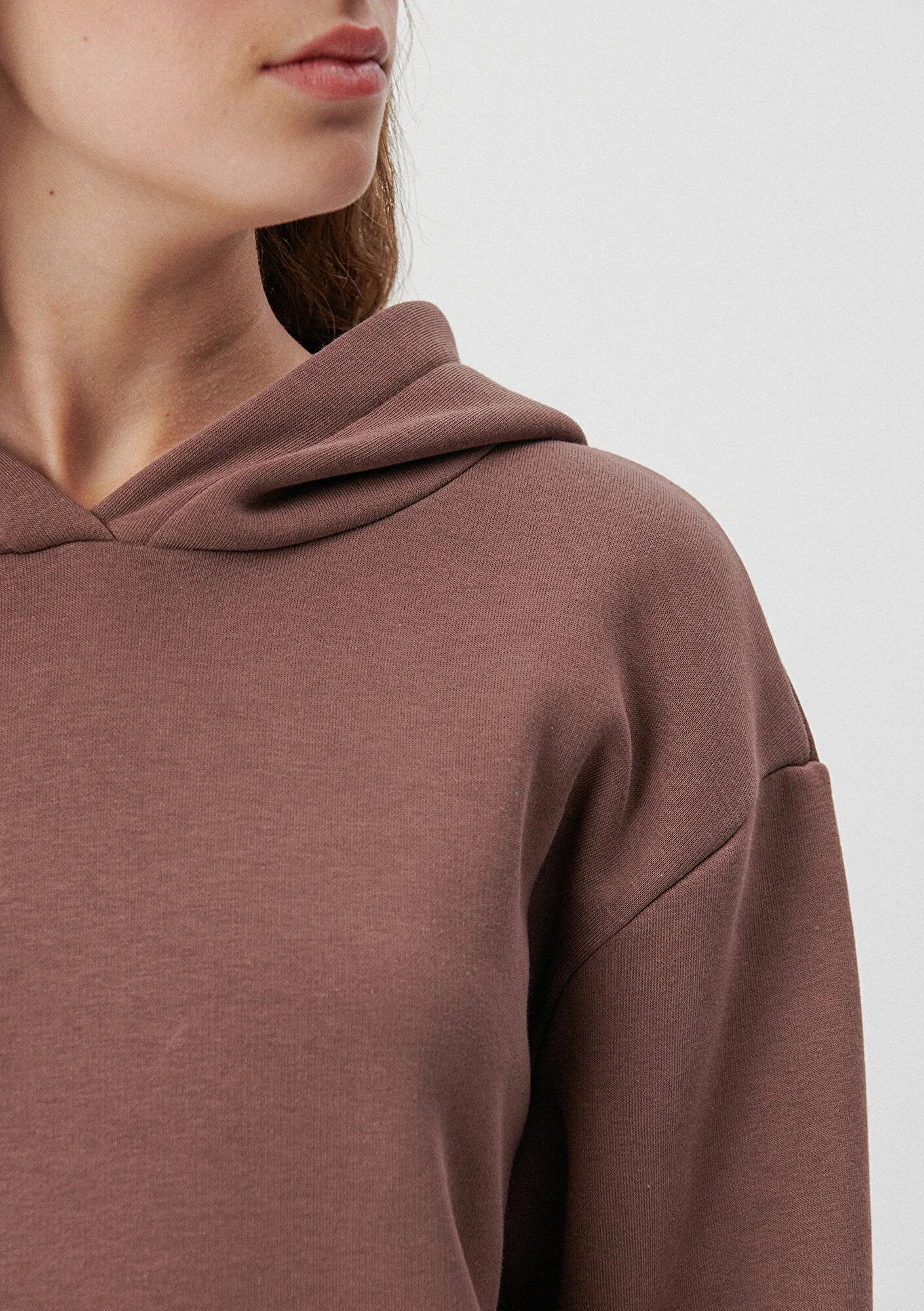 Hooded Brown Basic Sweatshirt