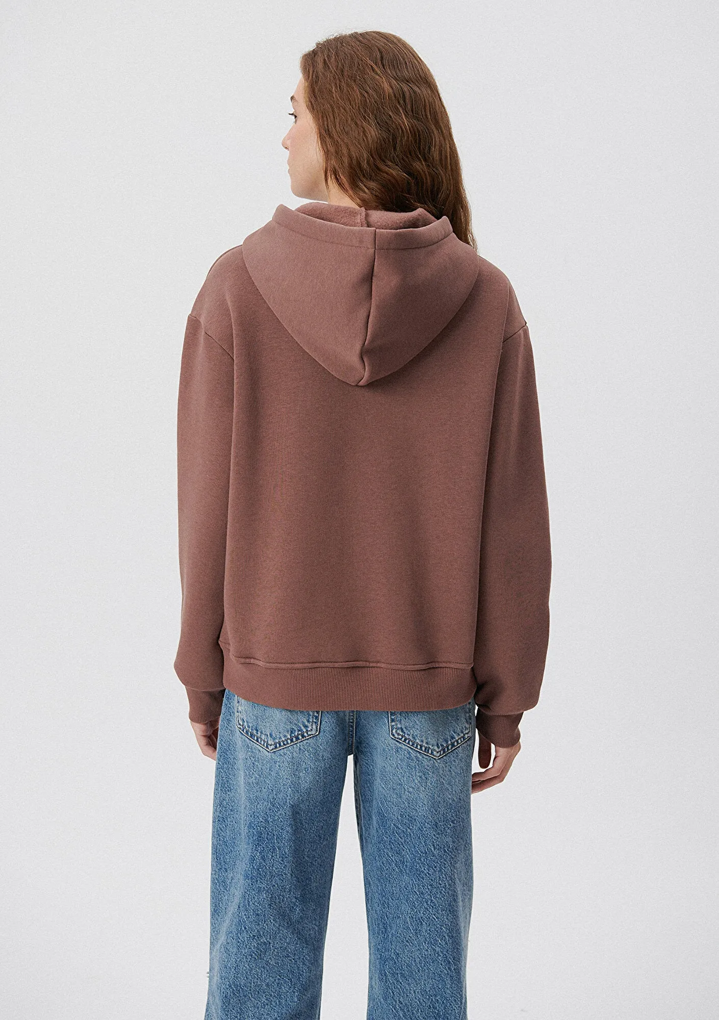 Hooded Brown Basic Sweatshirt