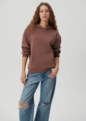 Hooded Brown Basic Sweatshirt