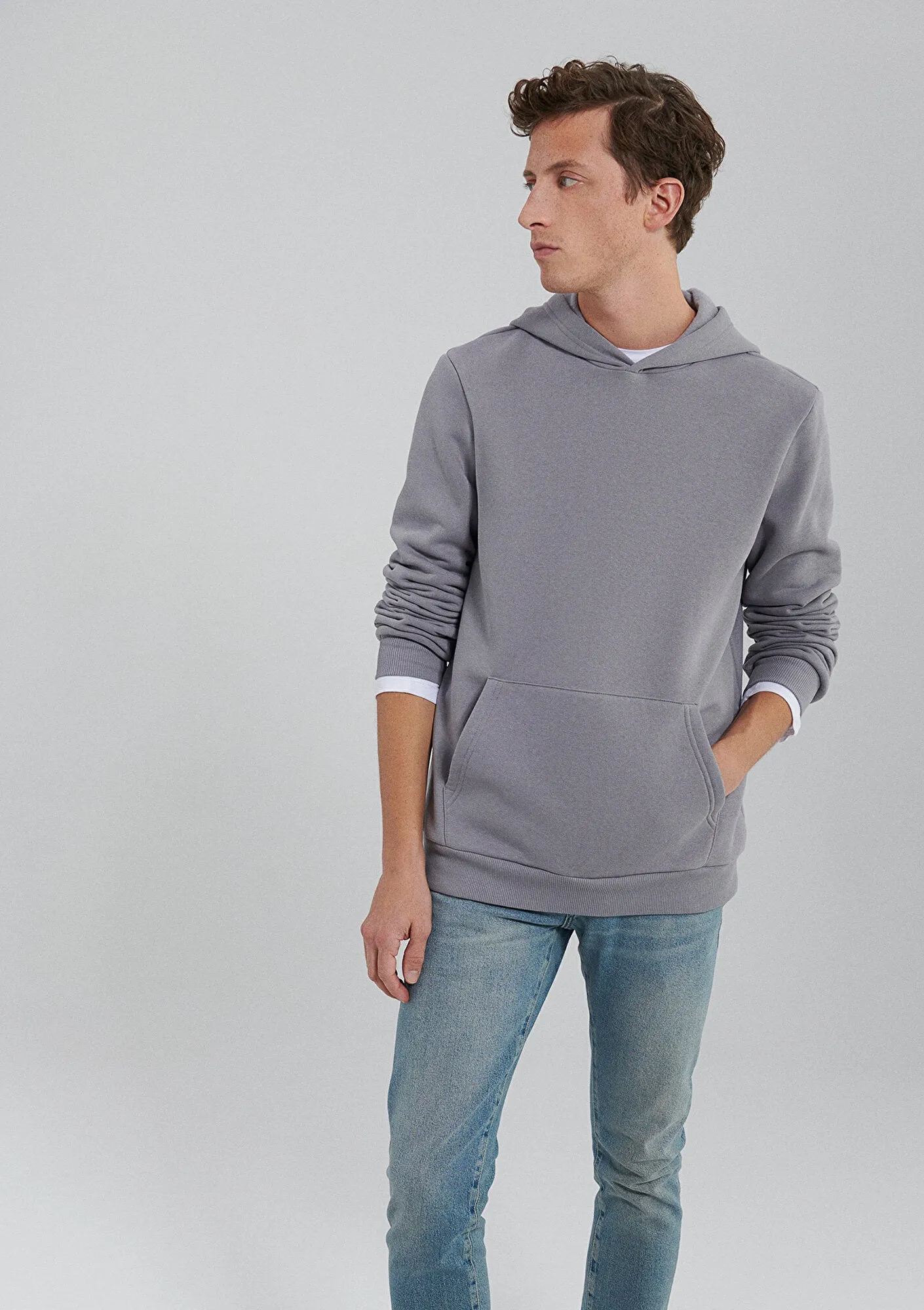 Hooded Grey Basic Sweatshirt