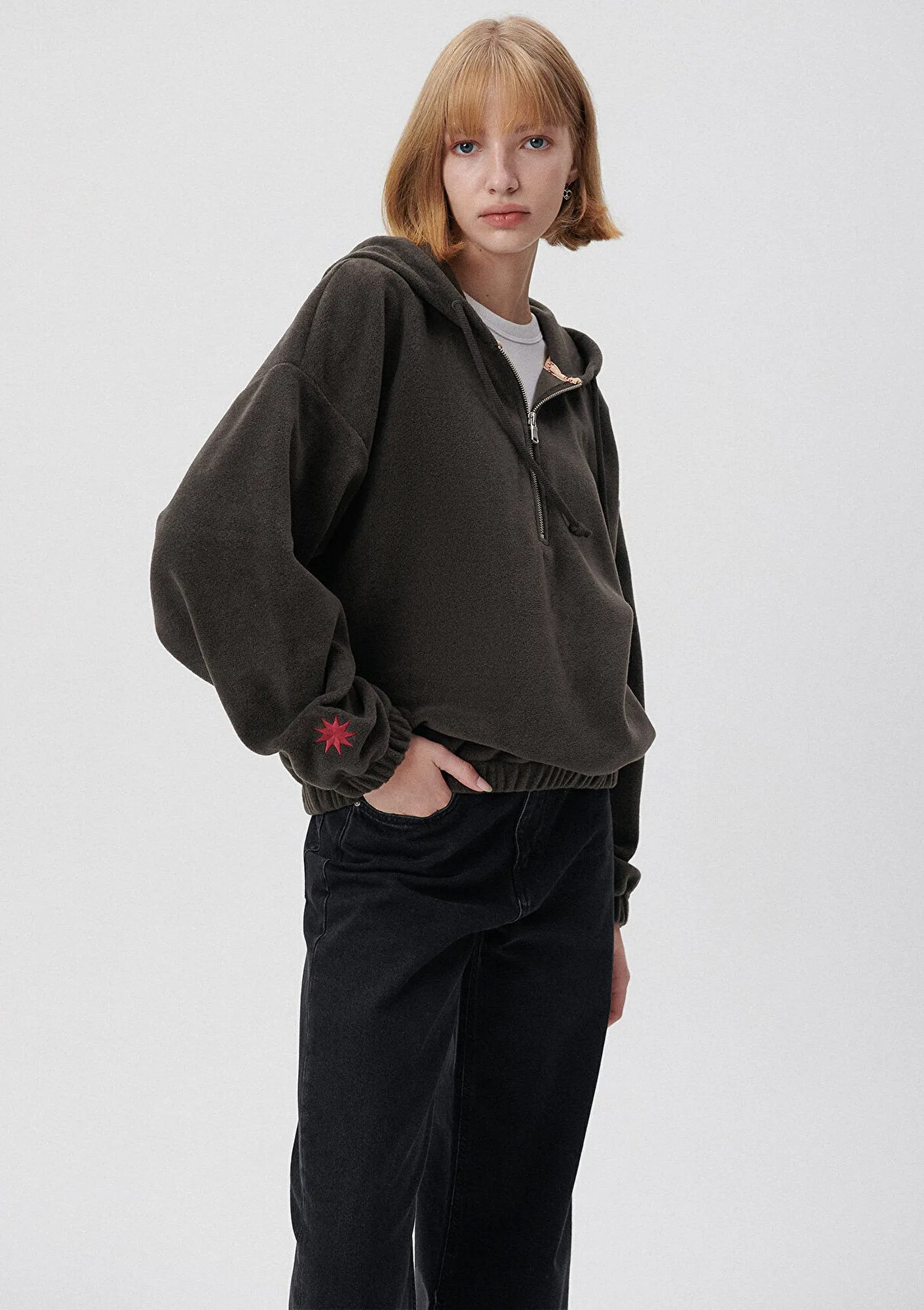 Hooded Half Zip Soft Sweatshirt