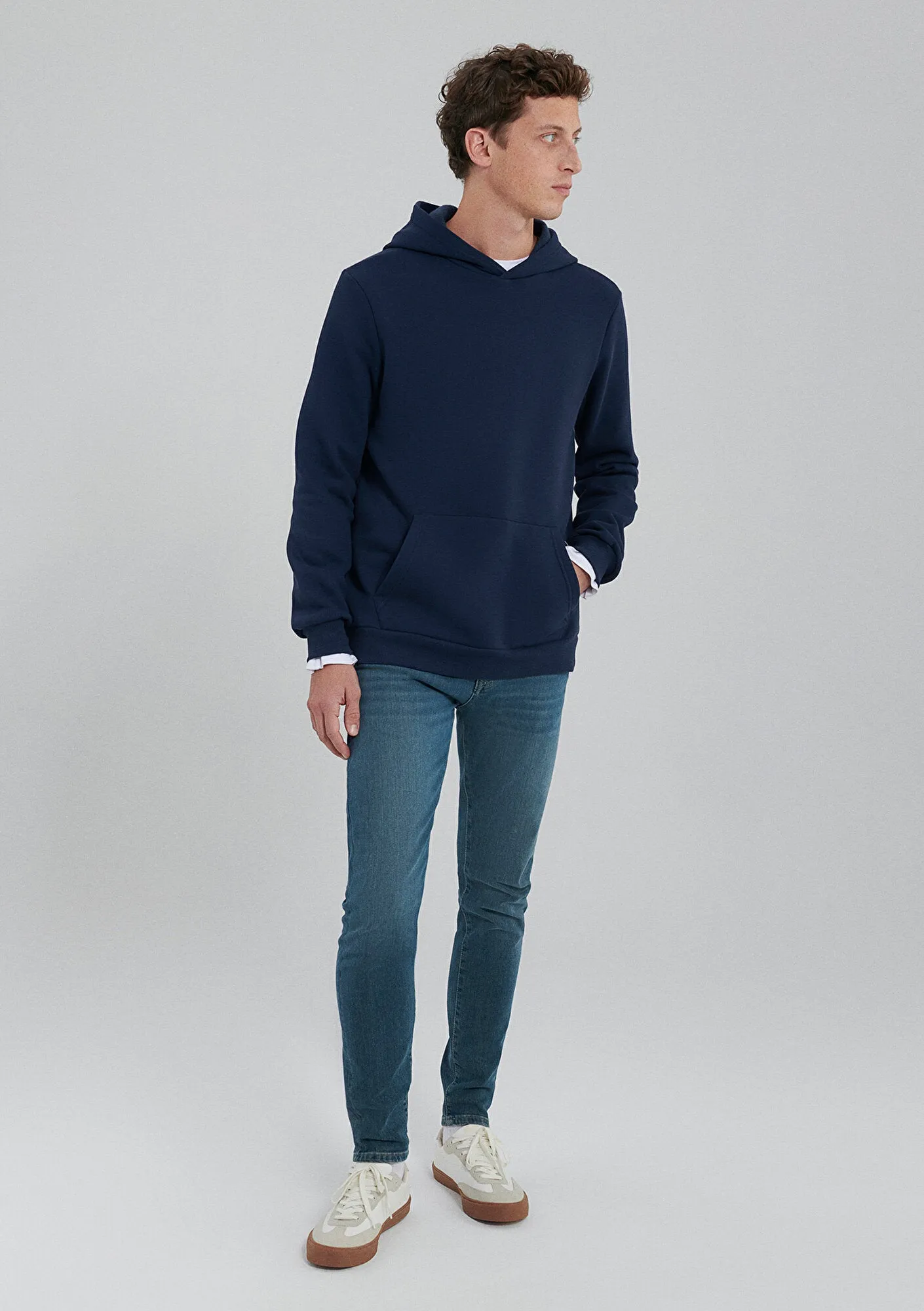 Hooded Navy Basic Sweatshirt