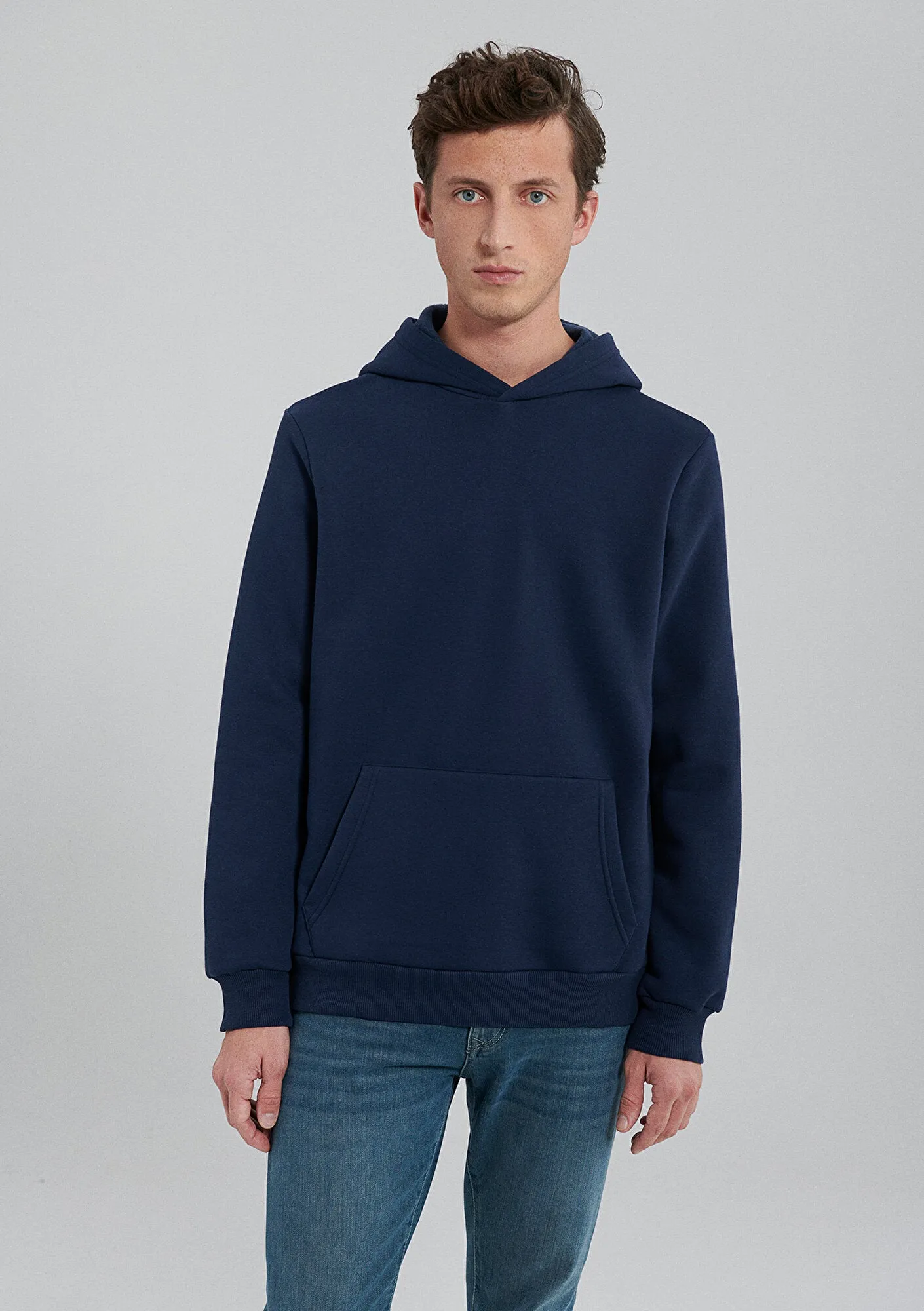 Hooded Navy Basic Sweatshirt