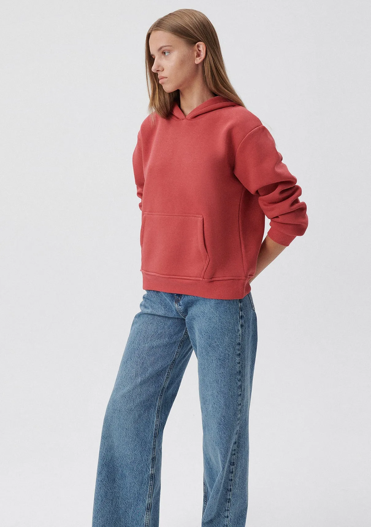 Hooded Pink Basic Sweatshirt