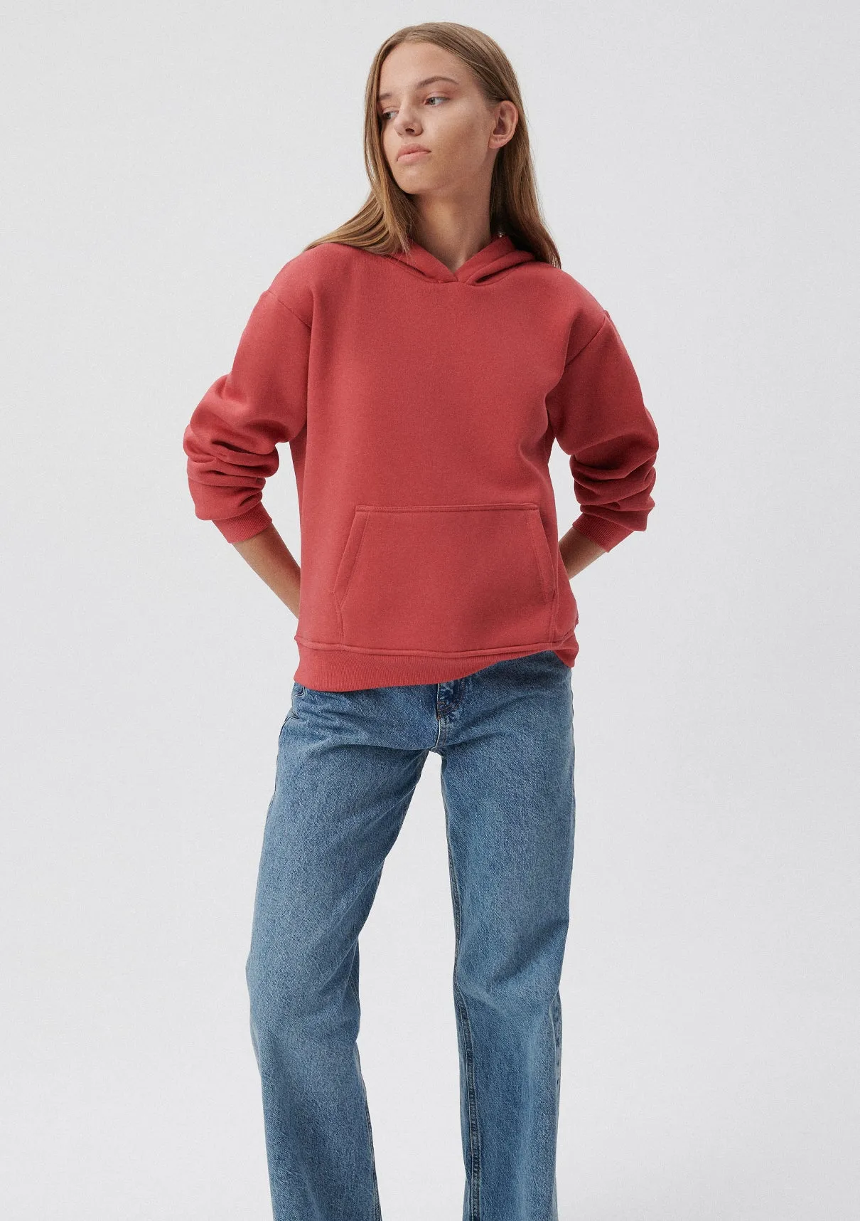 Hooded Pink Basic Sweatshirt