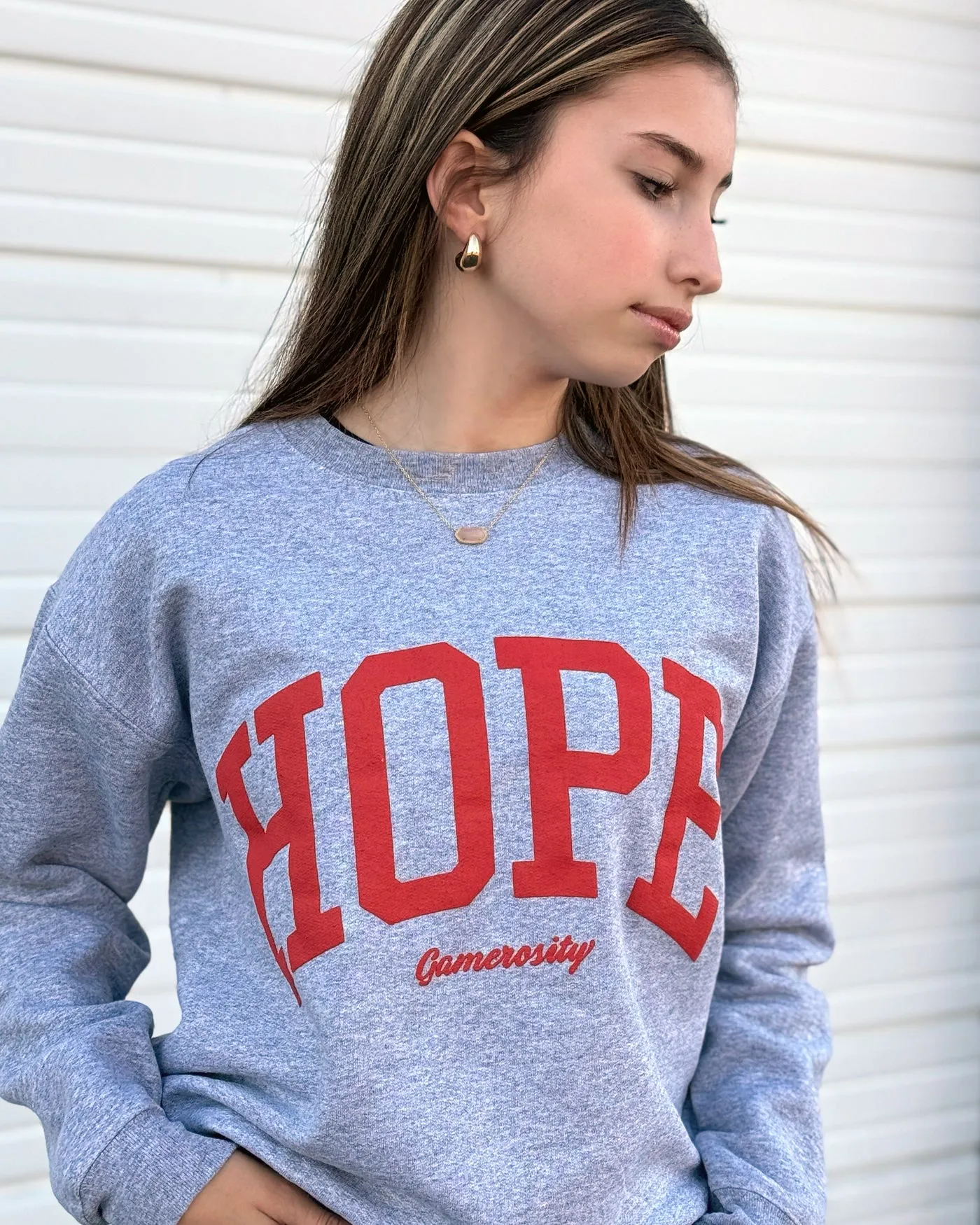 Hope Grey Youth Crewneck Sweatshirts
