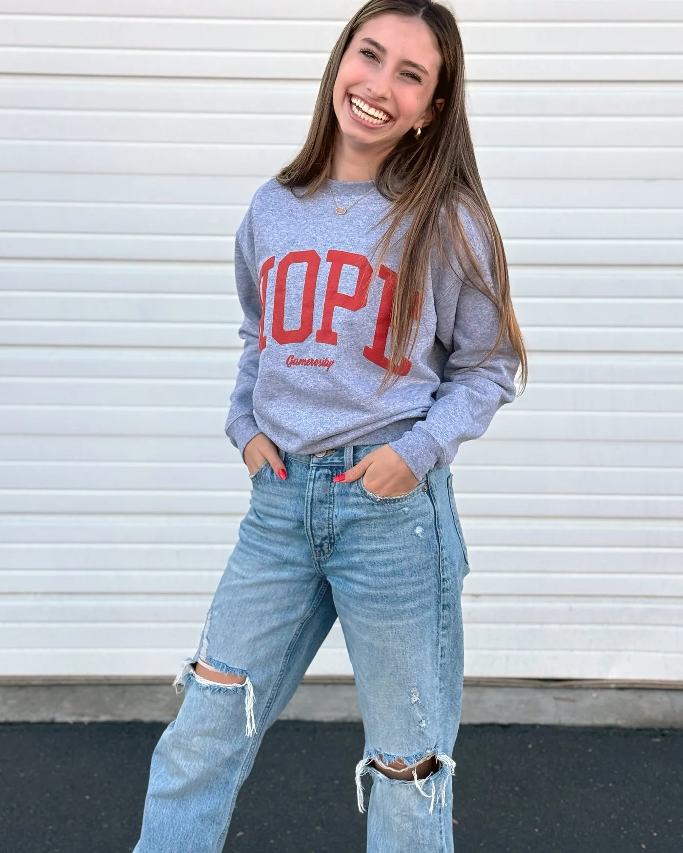 Hope Grey Youth Crewneck Sweatshirts