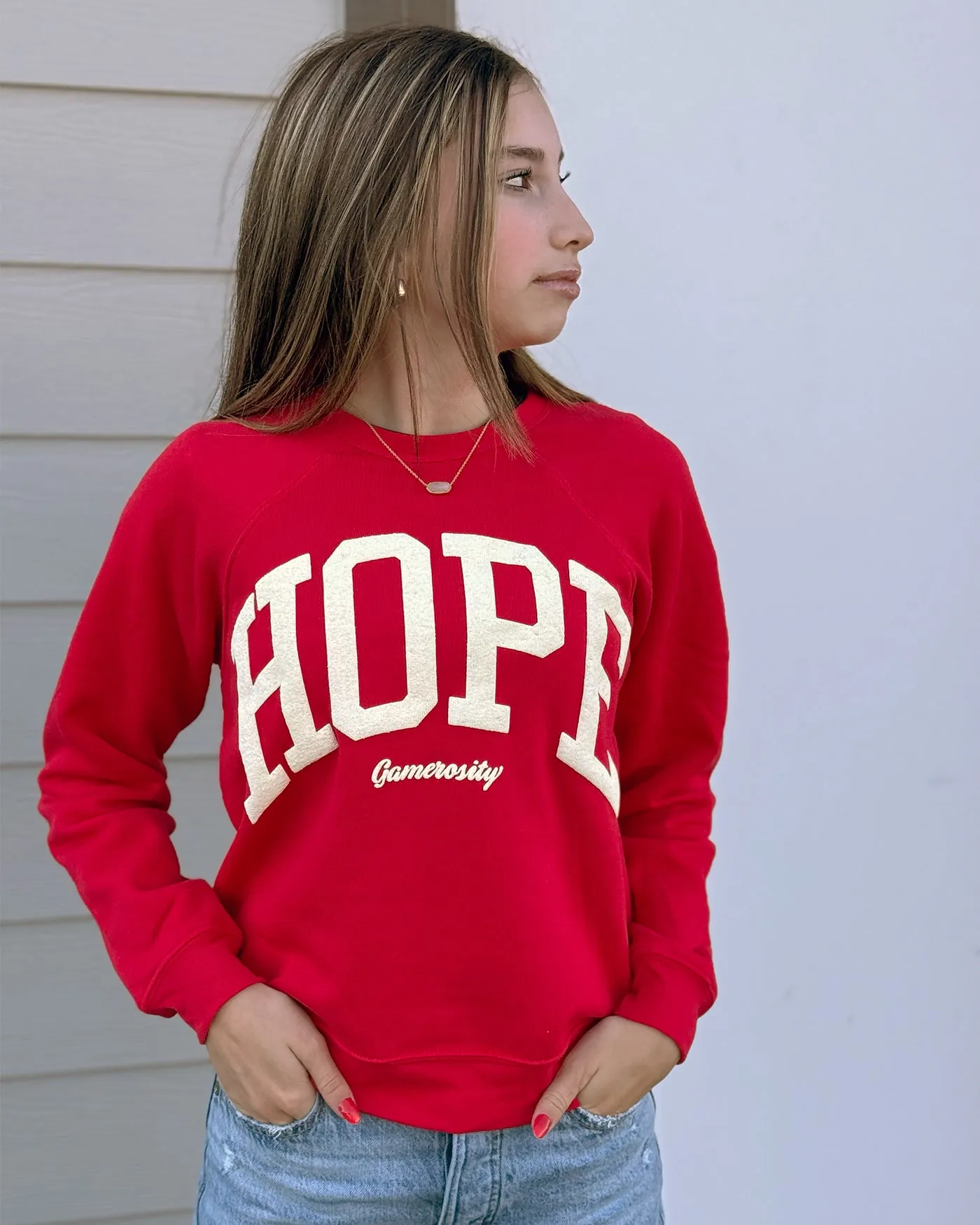 Hope Red Youth Crewneck Sweatshirt