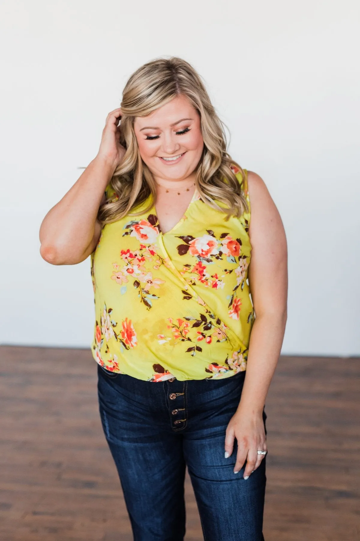 How Lovely Floral Tank Top- Bright Yellow