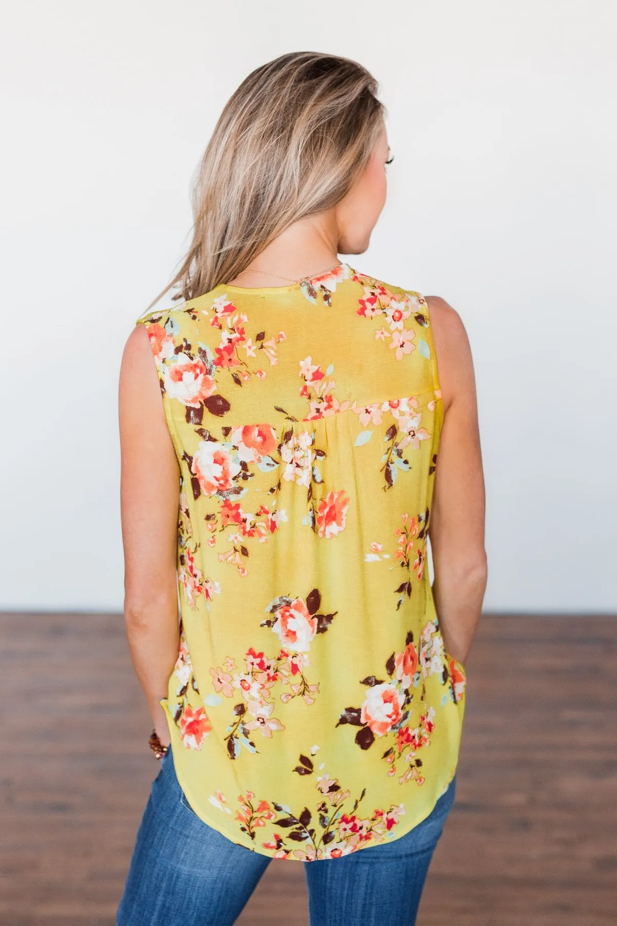 How Lovely Floral Tank Top- Bright Yellow