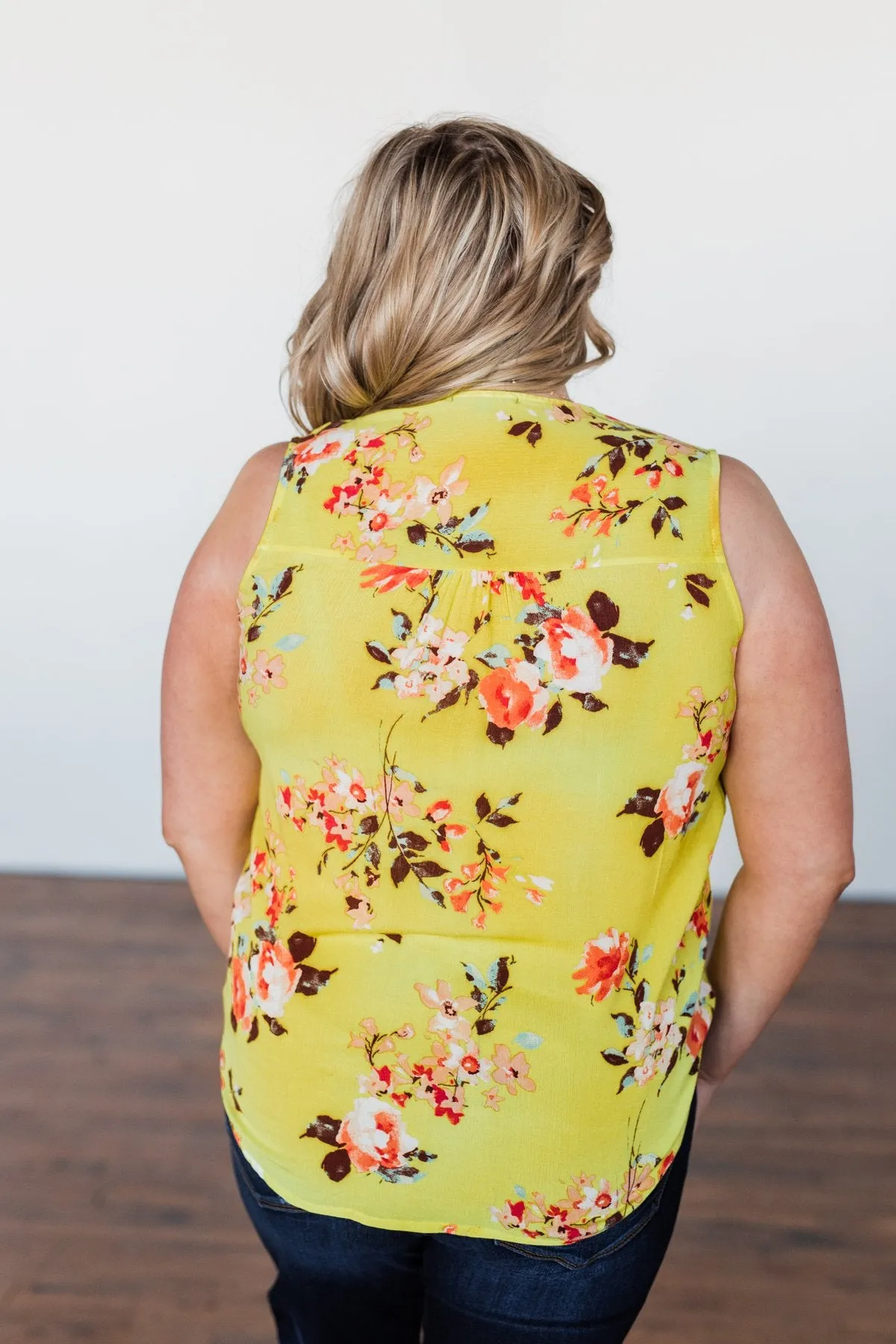How Lovely Floral Tank Top- Bright Yellow