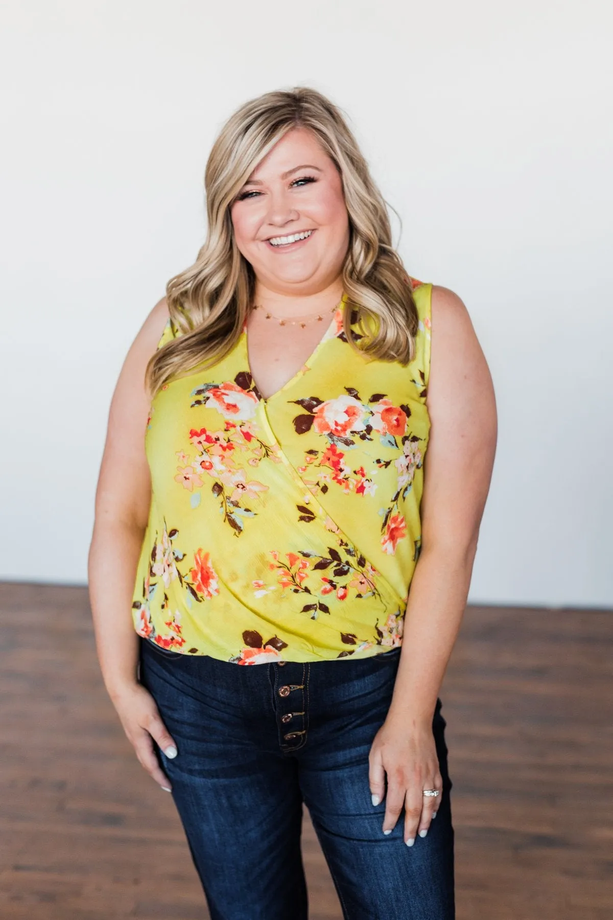 How Lovely Floral Tank Top- Bright Yellow