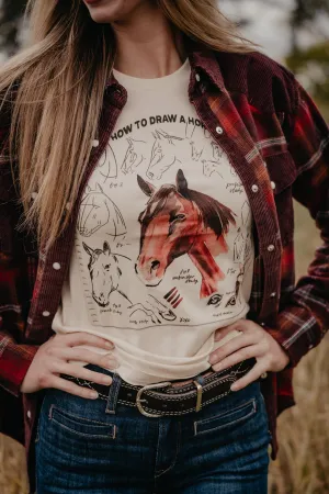 How to Draw a Horse Vintage White Graphic T (S - XXL)