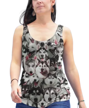 Huskies on Huskies on Huskies Racerback Tank Top