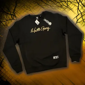 *HUSTLE GANG* (BLACK) GOLD FOIL LOGO CREWNECK SWEATSHIRTS