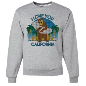 I Love You CA Knit Style Bear Crewneck Sweatshirt