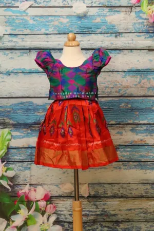 ikkat dress,ikkat kids dress,ikkat kids Pavada,ikkat cotton,ikkat fabric dress for kids,kids Lehenga,kids skirt ikkat,ikkat jacket