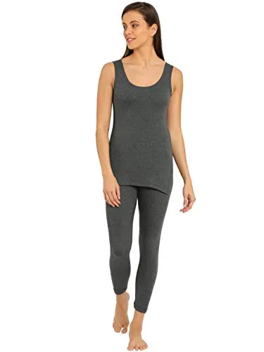 Jockey Women's Snug Fit Thermal Tank Top 2500_Charcoal Melange_S
