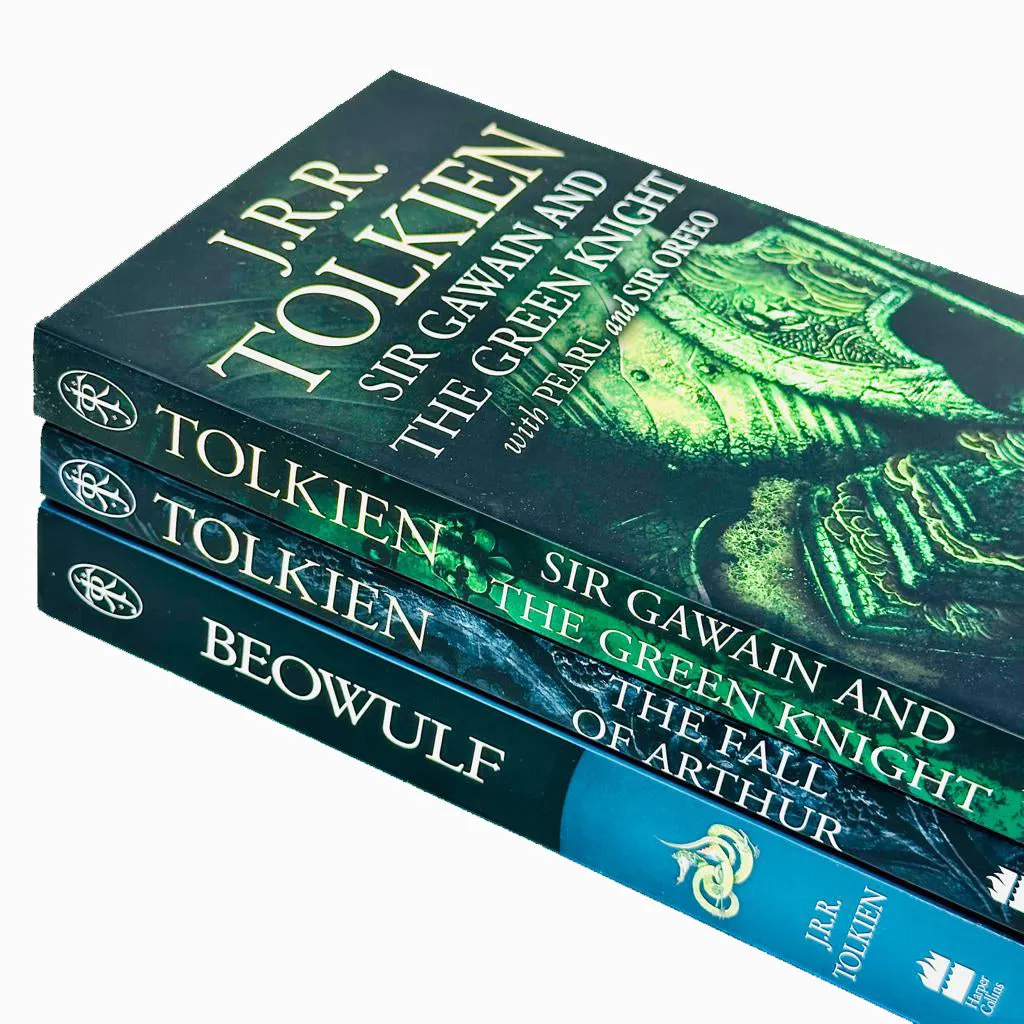 J.R.R. Tolkien Collection 3 Books Set Beowulf, Fall of Arthur, Sir Gawain Green