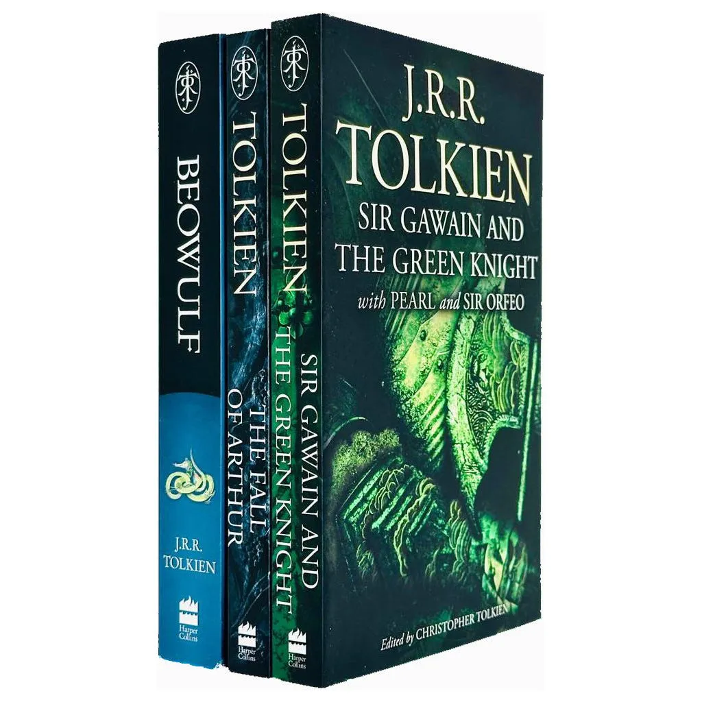 J.R.R. Tolkien Collection 3 Books Set Beowulf, Fall of Arthur, Sir Gawain Green