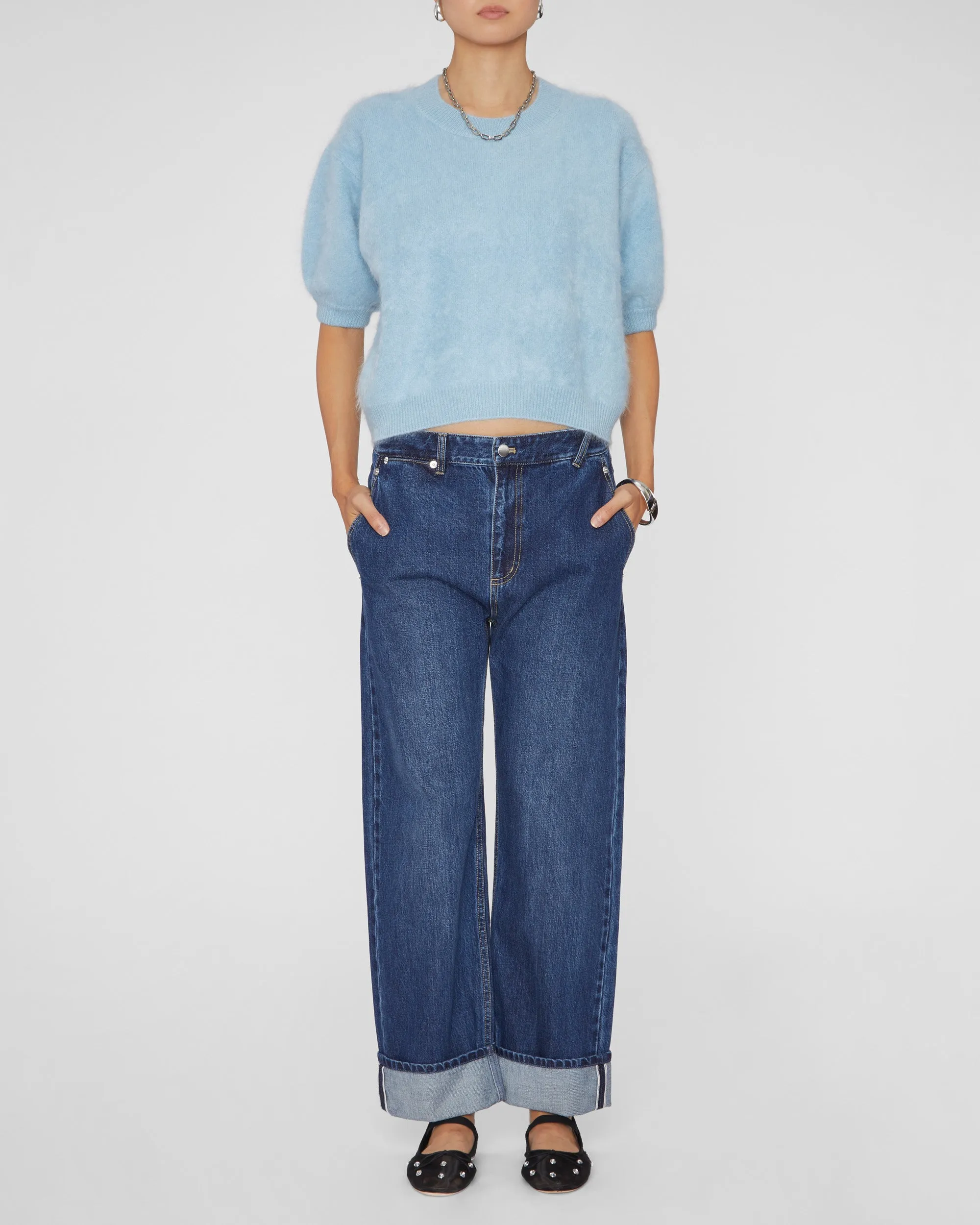 Juniper Sweater in Powder Blue Brushed