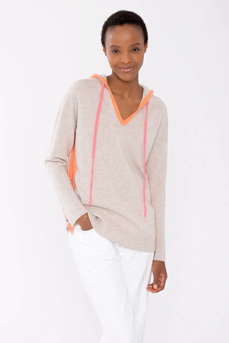 Kinross Cashmere Contrast Trim Hoodie