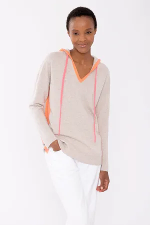 Kinross Cashmere Contrast Trim Hoodie